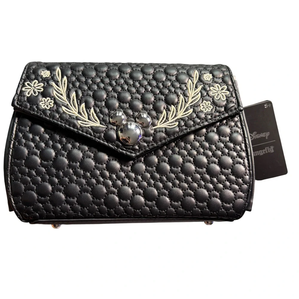 Loungefly Disney Sketched Mickey Mouse Black Quilted Crossbody Bag WDTB3395 NWT